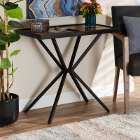 Baxton Studio LY80-SF-Black-Console Carlo Modern and Contemporary Walnut Finished Wood and Black Finished Metal Console Table
